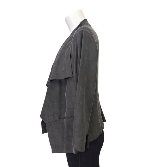 MaxMara Pura Seta Gray Open Front Waterfall Lightweight SILK Cardigan size 10 - Picture 4 of 10